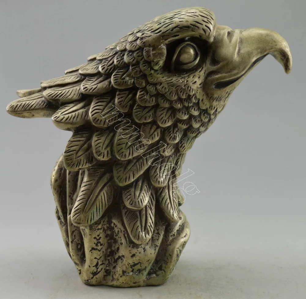 

Crafts statue Decorated Old Handwork Tibet Silver Carved Big Eagle Head Statue
