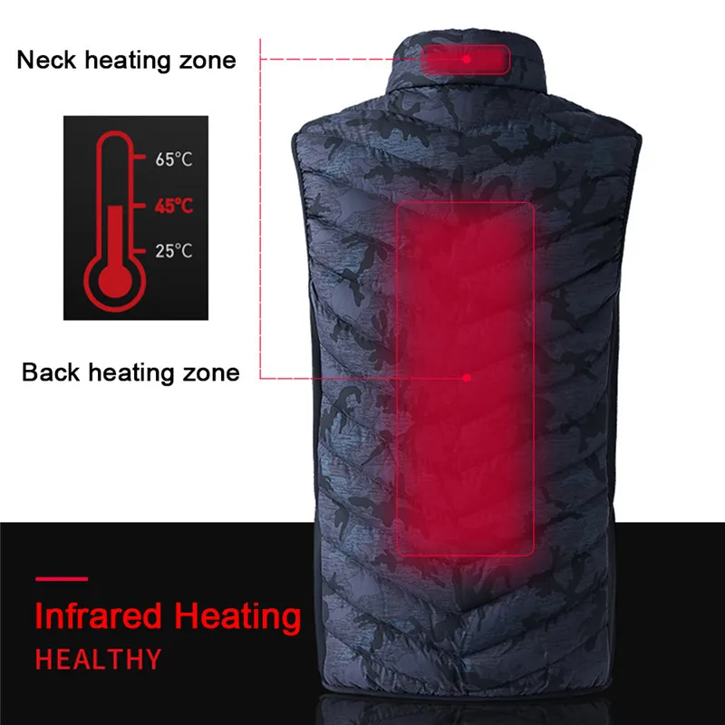  Equipo al aire libre chaqueta calefactora USB chaleco eléctrico chaqueta cálida de carga de alta ca