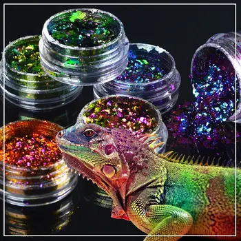 

1 box Chameleon Nail Sequins Glitter holographic powder Dust Dazzling Transparent Manicure Nail Art Glitter Sheet Decorations