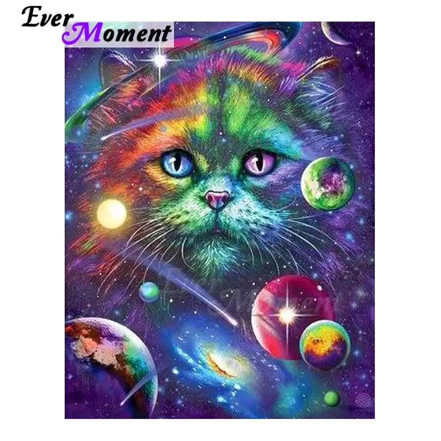 Ever Moment Diamond Painting Cat Universe Mosaic Full Square Drill Picture Of Rhinestone Embroidery Decoration 3F276 | Дом и сад