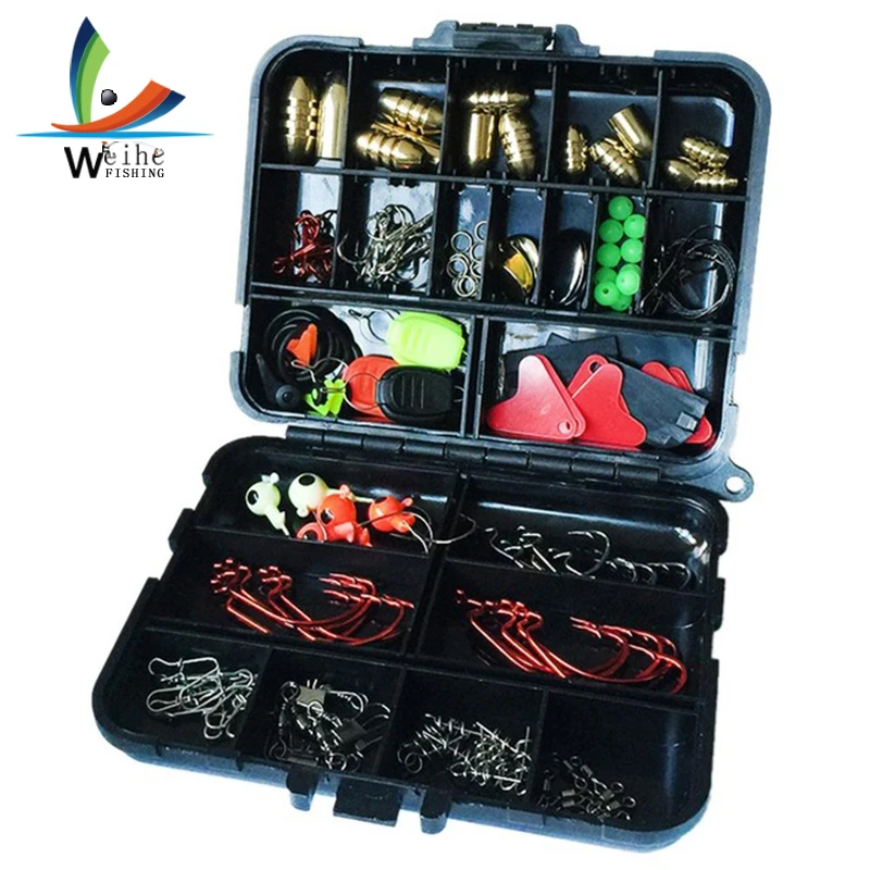 

128pcs Fishing Accessories Hooks Swivels Weight Fishing Sinker Stoppers Connectors Sequins Lures Fishing Tackle Box 20Kinds