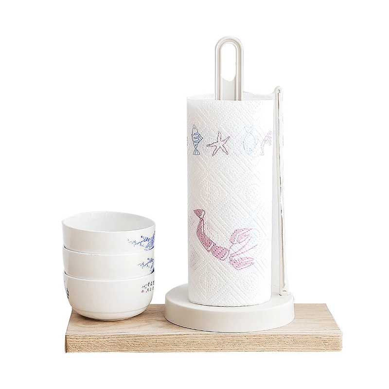 Simple Vertical Roll Paper Storage Rack Kitchen Napkins Shelf Creative Desktop Punch Towel Holders Home Tool | Дом и сад