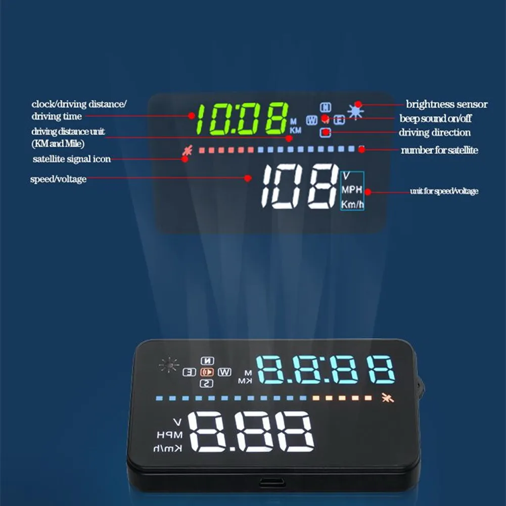 VODOOL Universal Auto HUD A3 35 zoll Bildschirm GPS Kopf Up Display Mit Tachometer Kmh/MPH Auto Ala