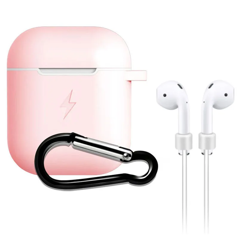 Силиконовый беспроводной зарядный чехол для Airpods 5 v QI беспроводной зарядный приемник протектор для наушников чехол совместимый для Apple - Цвет: Розовый