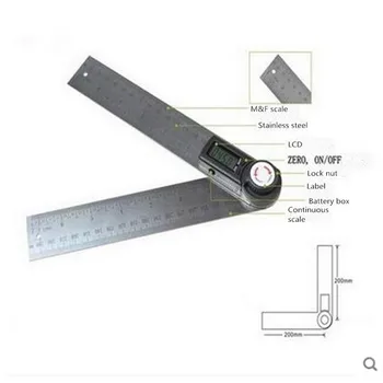 

200mm Digital Protractor Inclinometer Goniometer Measuring Tool Carpenter's square Angle gauge Stainless Steel Angle Ruler