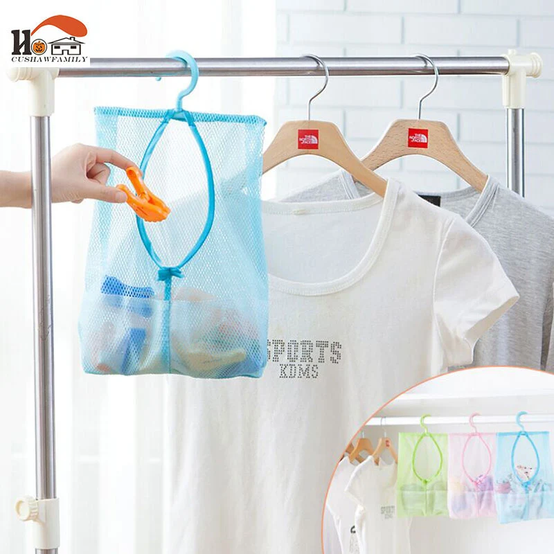 CUSHAWFAMILY красочный многоцелевой можно повесить получить мешок сетки зажим для одежды сетчатый мешок для хранения кухонные вешалки для ванной комнаты сумочка