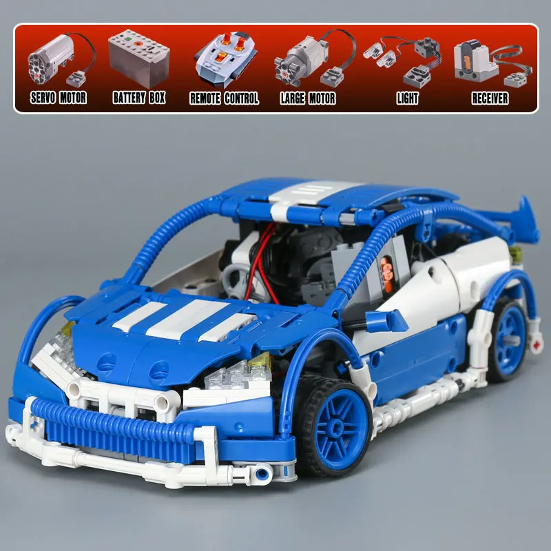 

20053 640pcs Bricks Technic Hatchback Type Remote Control RC Car MOC-6604 Model Building Blocks Toy for Boy Black/Blue