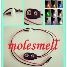 3 мм 9 В постоянного тока многоцветный красный желтый синий зеленый белый оранжевый УФ розовый теплый белый Предварительно проводной светодиодный с защелкой на 9 в зажим с мини-переключателем