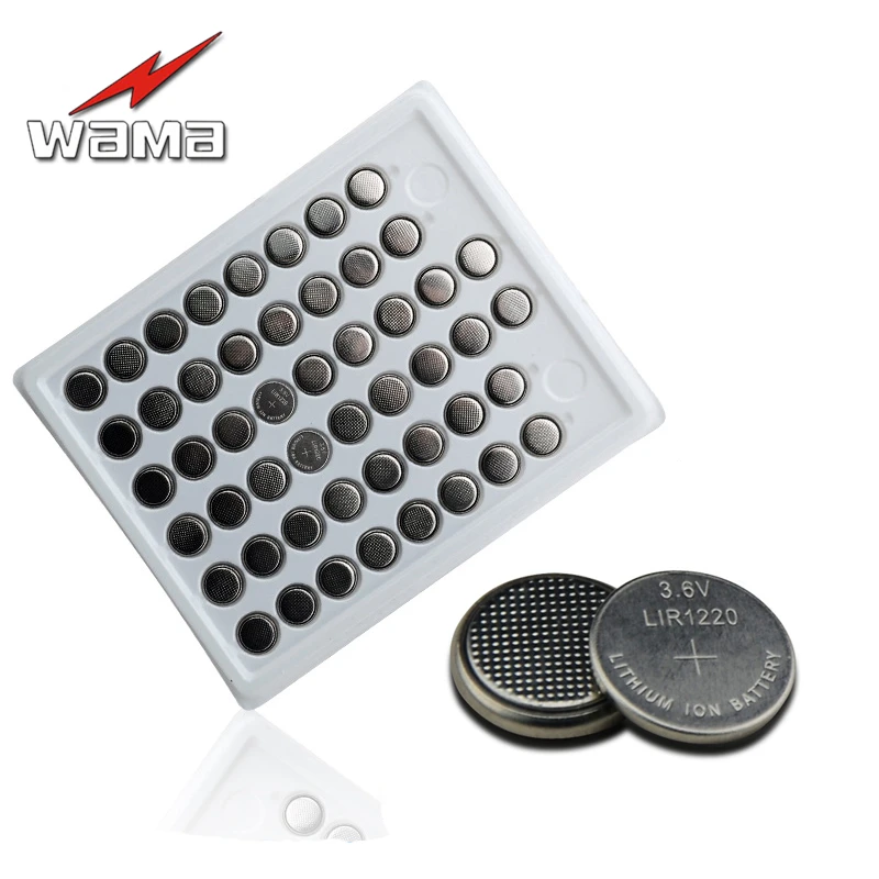 50x Wama LIR1220 3.6V Rechargeable Button Batteries Can Replace the