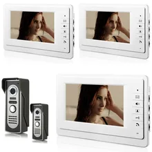 Freeship 7 pulgadas 700TVL Monitor de Color Video de La Puerta Teléfono de La Puerta Sistema de Intercomunicación de Mejoras Para el Hogar 2 Impermeable Cámaras + 3 LCD monitores