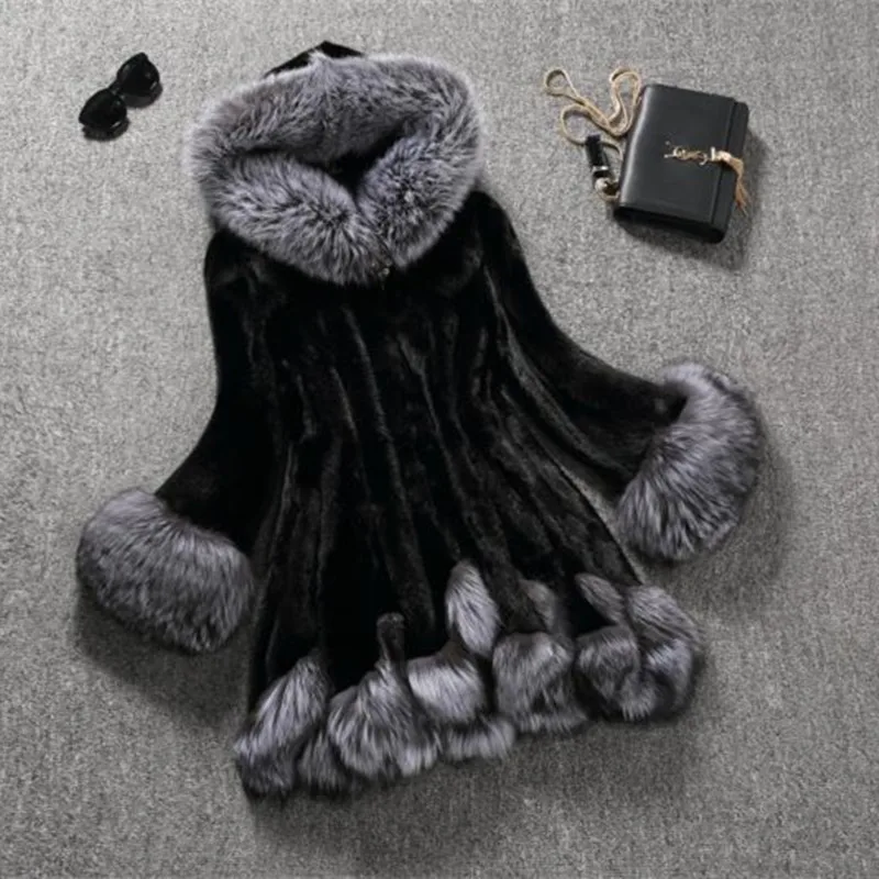 

Winter Women Faux Fox Mink Fur Coat Woman Luxury Medium Long Fake Fur Coats Mujer Female Overcoat Ladies