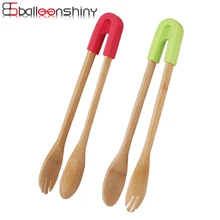 BalleenShiny бамбуковые щипцы для еды с деревянным зажимом, антипригарный зажим для торта, теста, стейка, барбекю, инструменты для приготовления пищи, Рождественская кухонная посуда