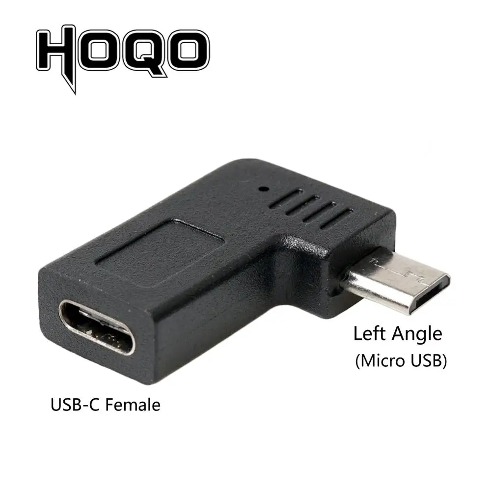 Прямоугольный микро-usb штекер для type C Женский адаптер 90 градусов Microusb USBC конвертер синхронизации данных и зарядки для samsung s10 - Цвет: USB-C F2Micro Left