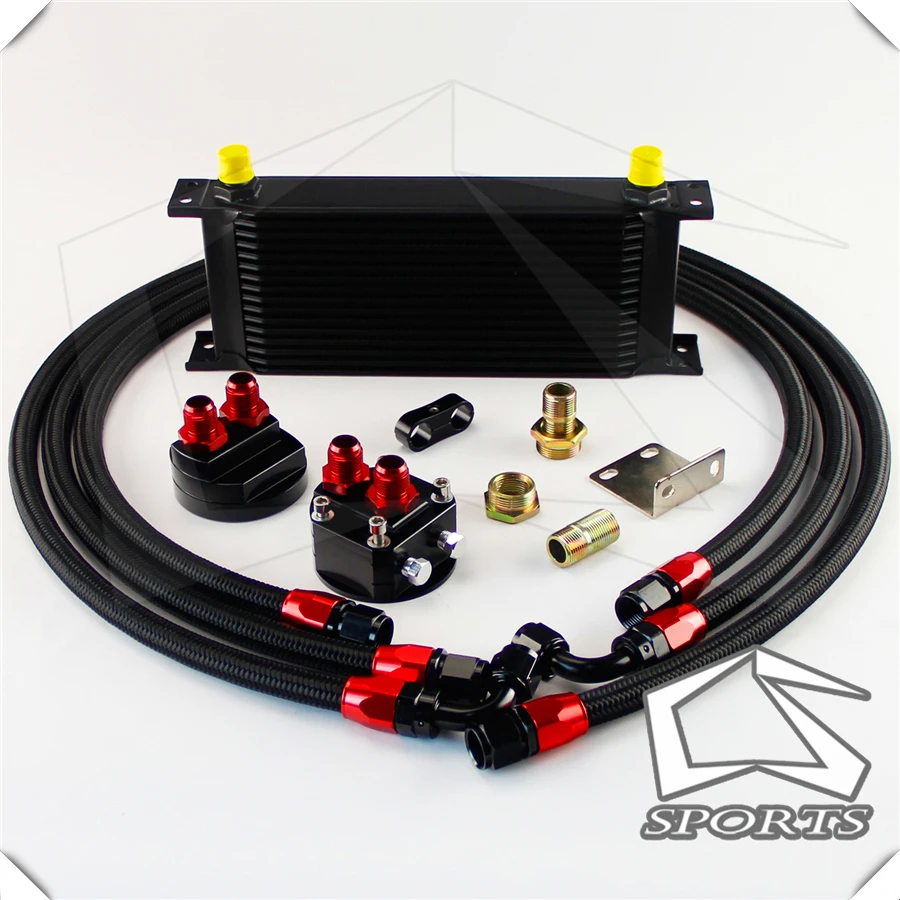 16 Row AN8 Engine Oil Cooler + 3/4*16 & M20 Filter Relocation Adapter Kit | Автомобили и мотоциклы
