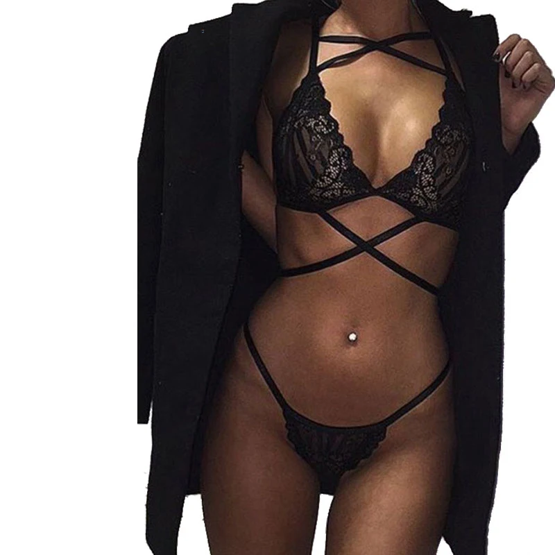 

Ladies Lingerie Sexy Hot Erotic Women Exotic Lace Up Intimate Sexy Apparel Lingerie Set Bandage Transparent Bridal Lingerie