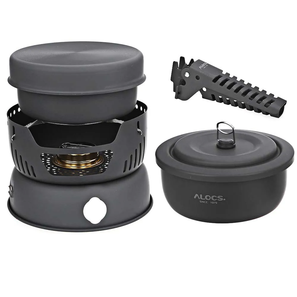 

10pcs Outdoor Camping Hiking Tableware 2 To 4 Person Camping Equipment Alcohol Cook Set Picnic Stove With Griper Pot