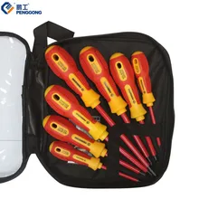 PENGGONG 9703, 7 шт., 1000 В Набор отверток с изоляцией, наборы CR-V, высокое напряжение, электрик, специальный магнитный прецизионный
