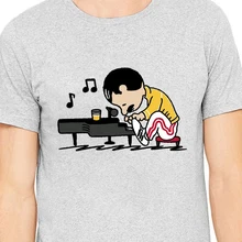 Queen Freddie Mercury Play The Piano, забавная футболка Mercury Piano, летняя футболка с коротким рукавом, футболки