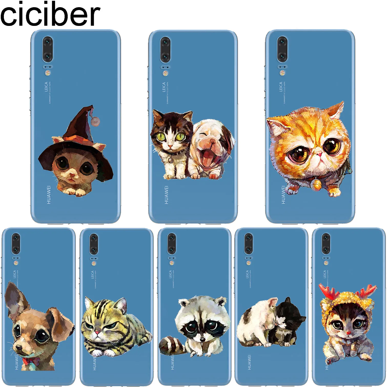ciciber Cover For Huawei P30 P20 P10 P9 P8 Lite Pro Plus 2017 P smart 2019 Phone Case Soft TPU Animal Cat Cute Coque Funda Capa |
