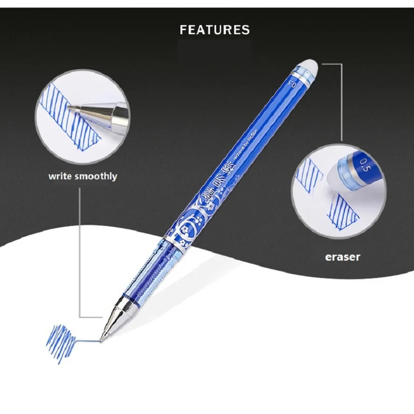 Aihao 4370 0,5 мм стираемая гелевая ручка синий/темно-синий/черный/красный канцелярские принадлежности для офиса и школы 12 шт./лот