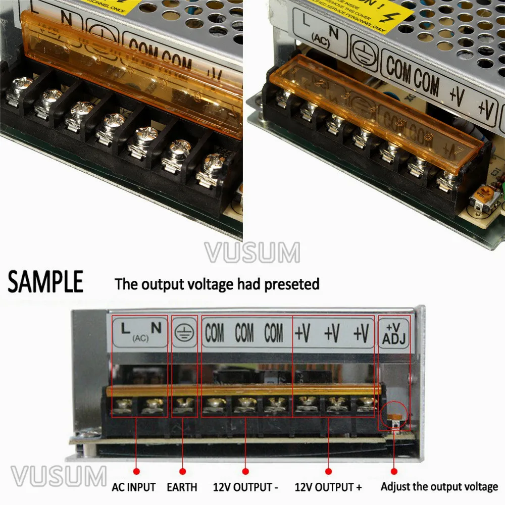 VUSUM DC 5 V импульсный источник питания 2A 6A 10A 20A 60A 72A источник питания импульсный источник питания AC 110 V 220 V к DC 5 V для светодиодных ленточных ламп