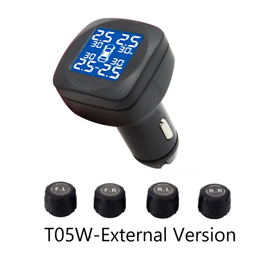 10 шт. в партии TPMS автомобильных шин давление сигнализации температура монитора сигнализации прикуривателя Rospider T05W T05N - Тип: External