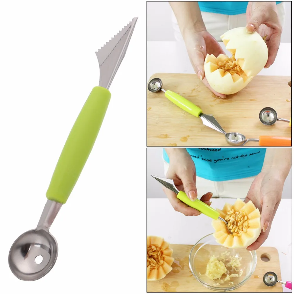 Double Side Melon Baller Fruit Carving Knife Scoop Carving Tool