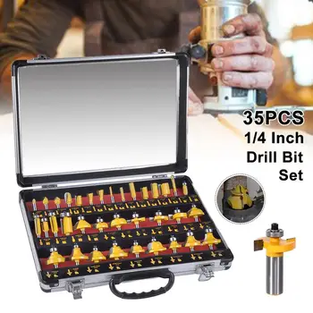 

35Pcs Woodworking Tools 1/4inch Carbide Shank Router Bit for Wood Milling Cutter