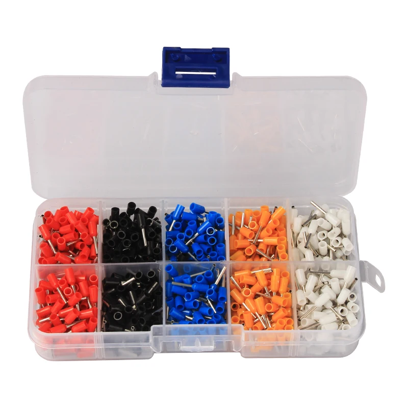 800Pcs E0508 5-color Insulated Electrical Connector Wire Crimping Tube Terminal Cable Cold Pressed Sleeve Crimp Terminals Set