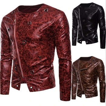 

Men's PU Leather Zipper Coat Motorcycle Slim Jacket Biker Jacket Outwear Top