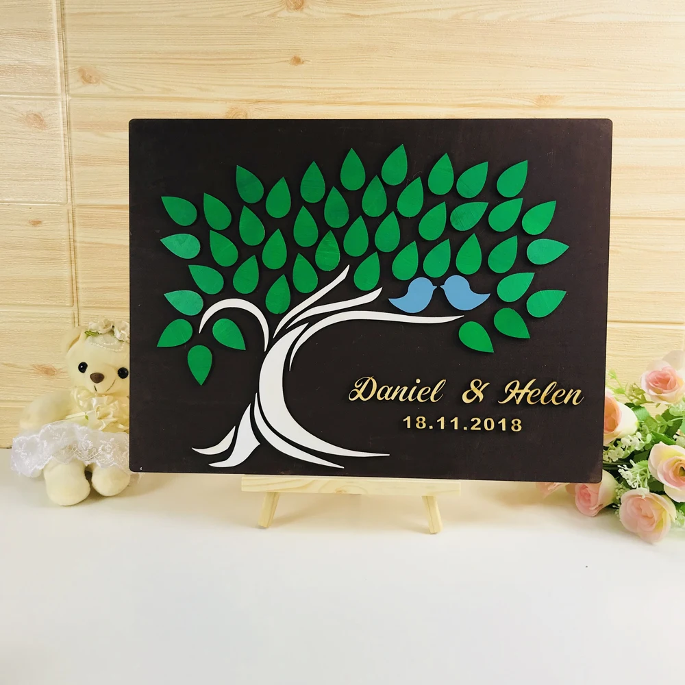 3D Tree Custom Wedding Wooden Guest Book ,Custom Name & Date,Wedding Decor Unique Wedding Guest Book, Tree Of Life Wedding Gift (3)