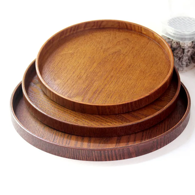 Round Wooden Trays Pizze Stones Eco Friendly Natural Wood Plate Dish