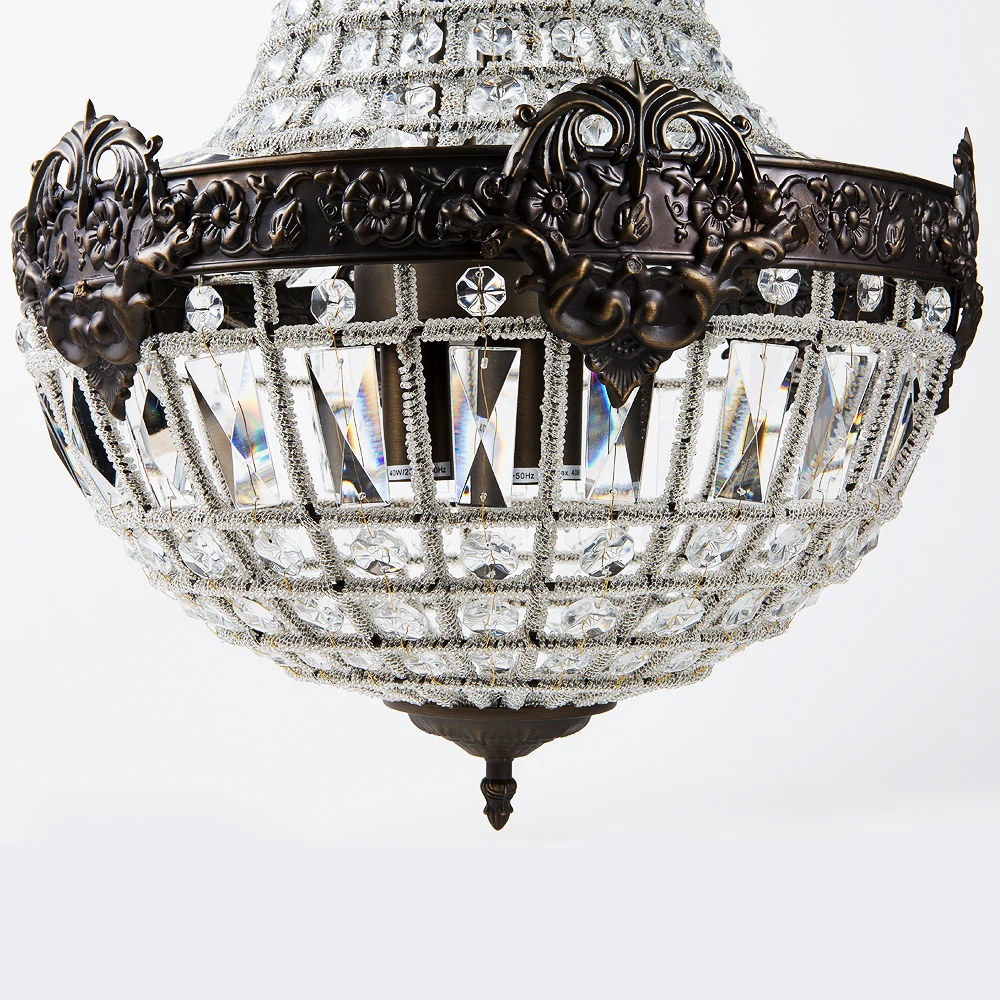 Lustre de Cristal Luzes da Lâmpada para Sala Estar do Hotel Retro Vintage Grande Estilo Império Francês Redondo Led E14 Moderno 6 Lobby 27 led e14 lustre de cristal moderno 6