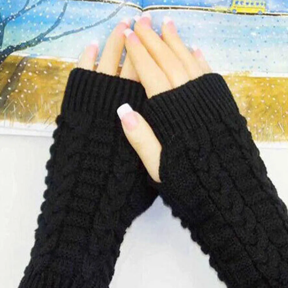 Fashion Autumn Winter Unisex Men Women Knitted Fingerless
