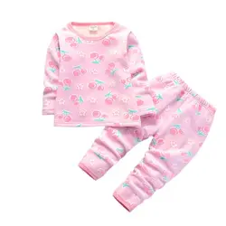 Костюм для новорожденных Костюмы набор утолщение наряды для девочек Толстовка Зимние Топы комплект 2 шт. из тонкого хлопка детская одежда