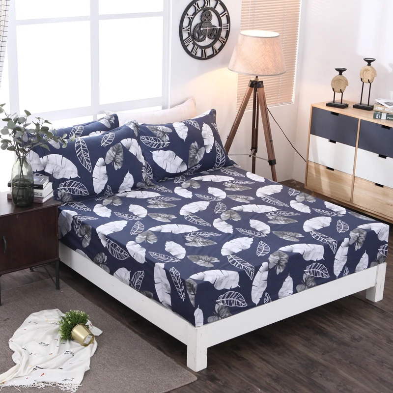 

Fitted Sheet 100% cotton printing mattress covers With Elastic Band Bed Sheet, Queen Size cover bed Free shipping