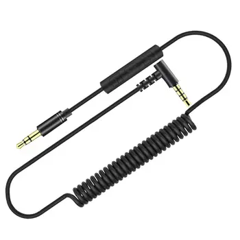 

3.5mm Jack Aux Audio Cable With Mic Volume Control Stereo Flexible Spring Cord for iPhone Samsung Headphone Speaker