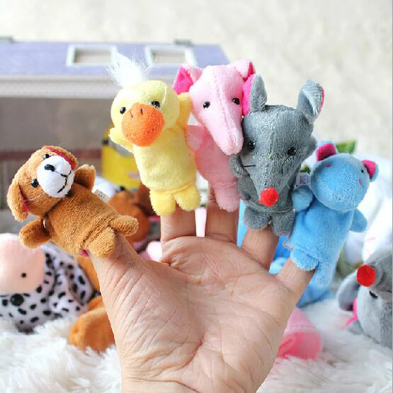5 Pcs Creative Soft Cute Stuffed Plush Cartoon Animal Finger Puppet Early Educational Toys for Kids