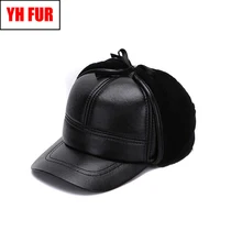 Зимняя мужская бейсболка из натуральной овечьей кожи, Высококачественная бейсболка из натуральной кожи, бейсболка из натуральной овечьей кожи
