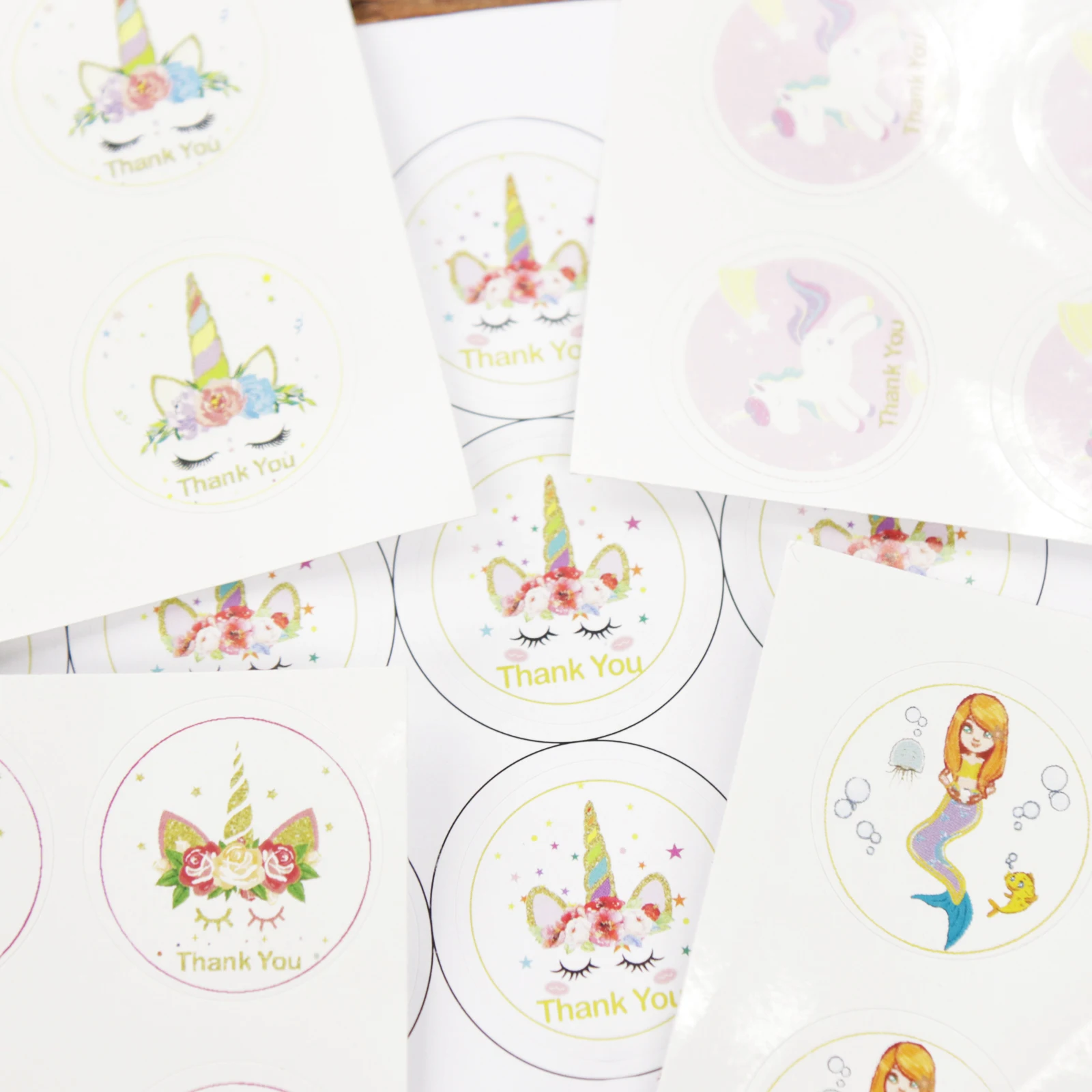 12pcs/lot Unicorn Mermaid Seal Sticker Label Chocolate Cupcake Gift Box Food Bag Water Bottle Party Decor DIY Gifts Sticker