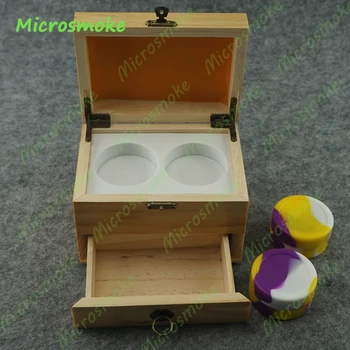 

Antique Wooden and Bamboo Storage Boxes With Lids 44ml Wooden container With Silicone jars 5pcs/lot by DHL Free Shipping