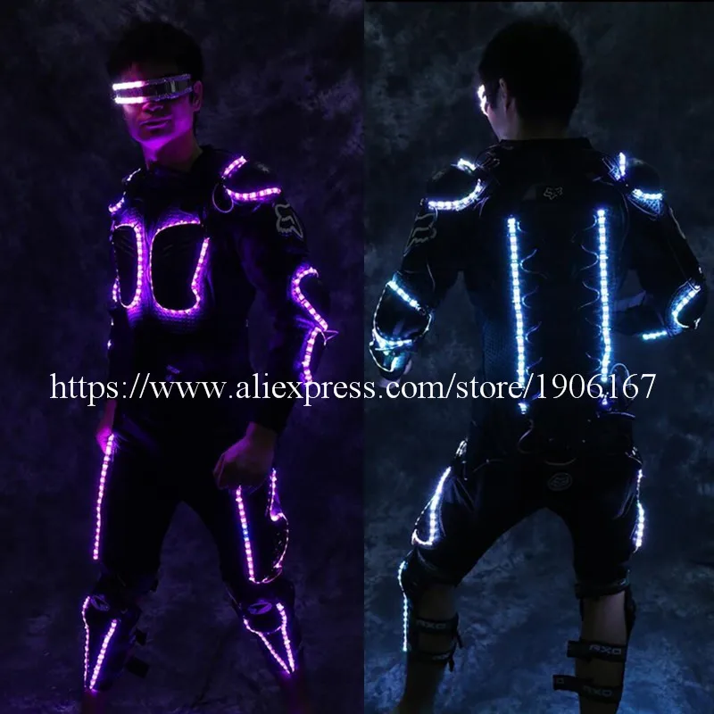 New Arrival Fashion LED Armor Light Up Jackets Costume With Glasses Led