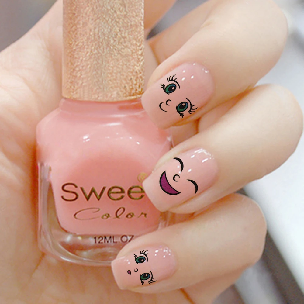 

1 Sheets DIY Yellow Black Adhesive Nails Stamping Decorations 3D Smile Face Nail Art Sticker Beauty Manicure Tools