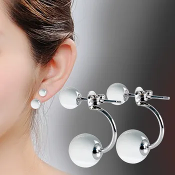 

Double Earrings Balls Stud Double Fashion Earrings for Women 8 Statement Cat Eye Stone Earrings Party Wedding Jewelry Gifts