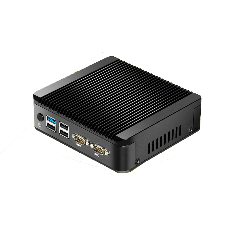 GZGMET J1900 intel mini pc Quad Core Fanless 2 LAN RJ45 Port 2 COM USB 3