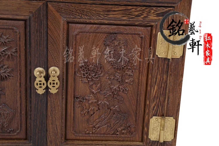 الماهوجني الأثاث دولاب خزانة مينغ وتشينغ ينجي الخشب الكلاسيكي الجانب خزانة خزائن دولاب