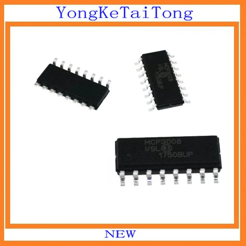 

10PCS 50PCS/LOT MCP3008-I/SL MCP3008 SOP16 2.7V 4-Channel/8-Channel 10-Bit A/D Converters with SPI Serial Interface