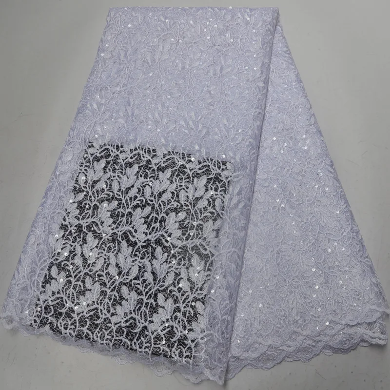 

(5yards/pc) high quality white color African bridal lace sequins embroidery French net lace fabric for party dress FLP152