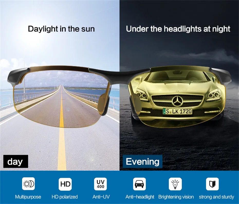 MORAKOT мужские фотохромные солнцезащитные очки ночного видения вождения солнцезащитные очки поляризованные солнцезащитные очки антибликовые солнцезащитные очки BS008033YS