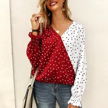 2019 New Arrival Women Long Sleeve T Shirt Fashion Polka Dot V-Neck Tshirt Autumn Loose Tops Woman T-shirt Tees Tops Mujer 2019 New Arrival Women Long Sleeve T Shirt Fashion Polka Dot V-Neck Tshirt Autumn Loose Tops Woman T-shirt Tees Tops Mujer
